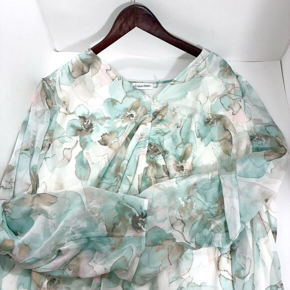 Calvin Klein Water Color Floral Lightweight Blouse Plus Size 2X Women’s - Picture 7 of 9